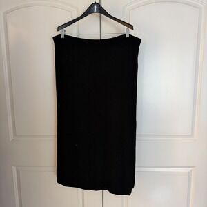 Pursuits Ltd Black 100% Merino Wool Knit Midi Skirt Vintage Woolmark Large